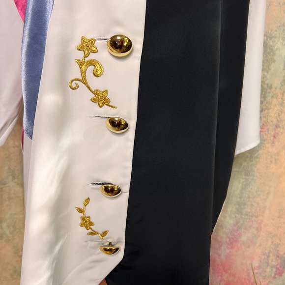 VTG📌 Ronnetta Stunning 90s Bold Color Blocks Big Button Down Blouse - Picture 4 of 16